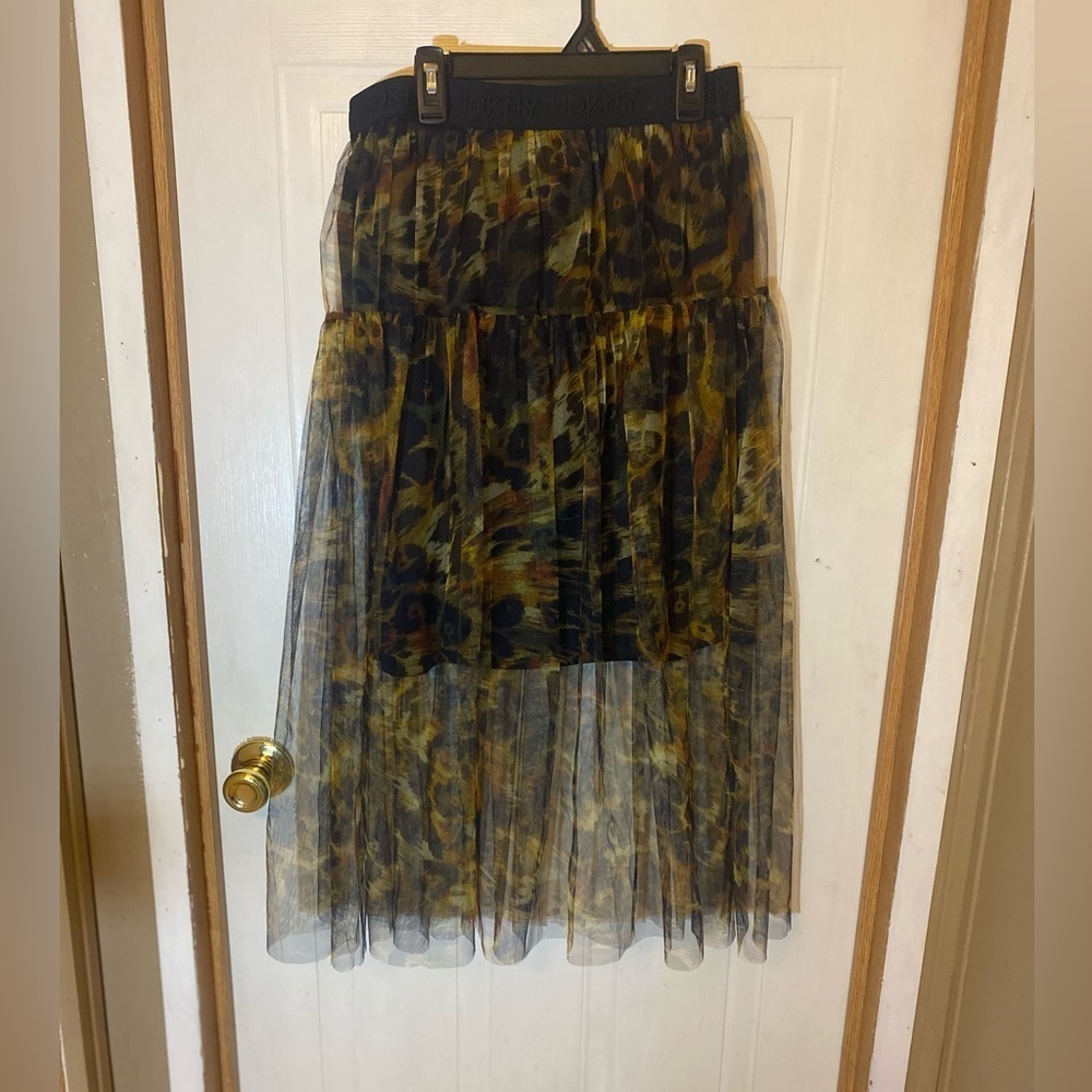 DKNY Animal Print Maxi Tulle Whimsical Skirt Whimsygoth